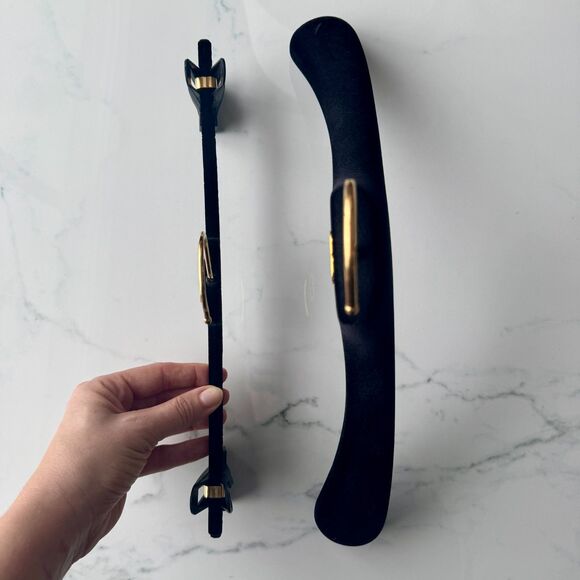 2pc Vintage Chanel Black Velvet Gold Tone CC Hardware Clothing Hangers - Picture 7 of 14